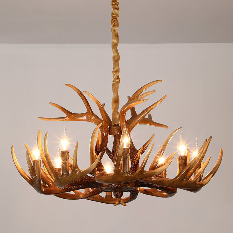 Rustic Antler Chandelier Light Fixtures Multi-Head Chandelier Pendant Lamp for Restaurant