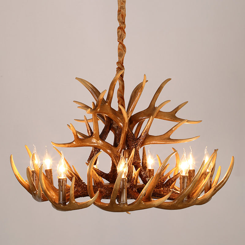 Rustic Antler Chandelier Light Fixtures Multi-Head Chandelier Pendant Lamp for Restaurant
