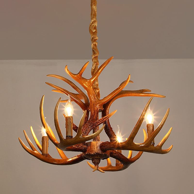 Rustic Antler Chandelier Light Fixtures Multi-Head Chandelier Pendant Lamp for Restaurant