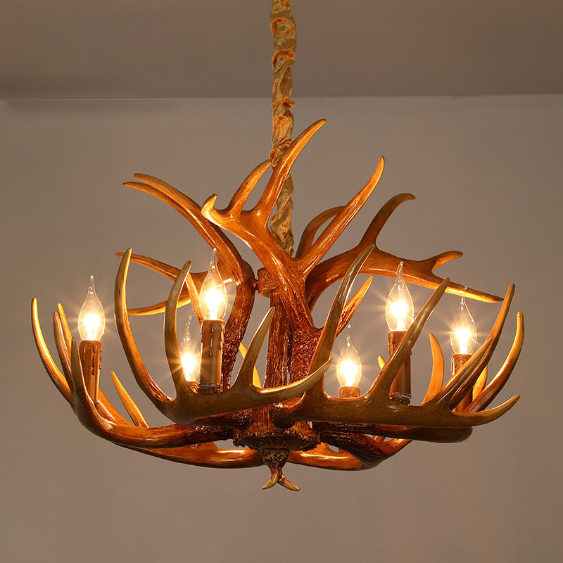 Rustic Antler Chandelier Light Fixtures Multi-Head Chandelier Pendant Lamp for Restaurant