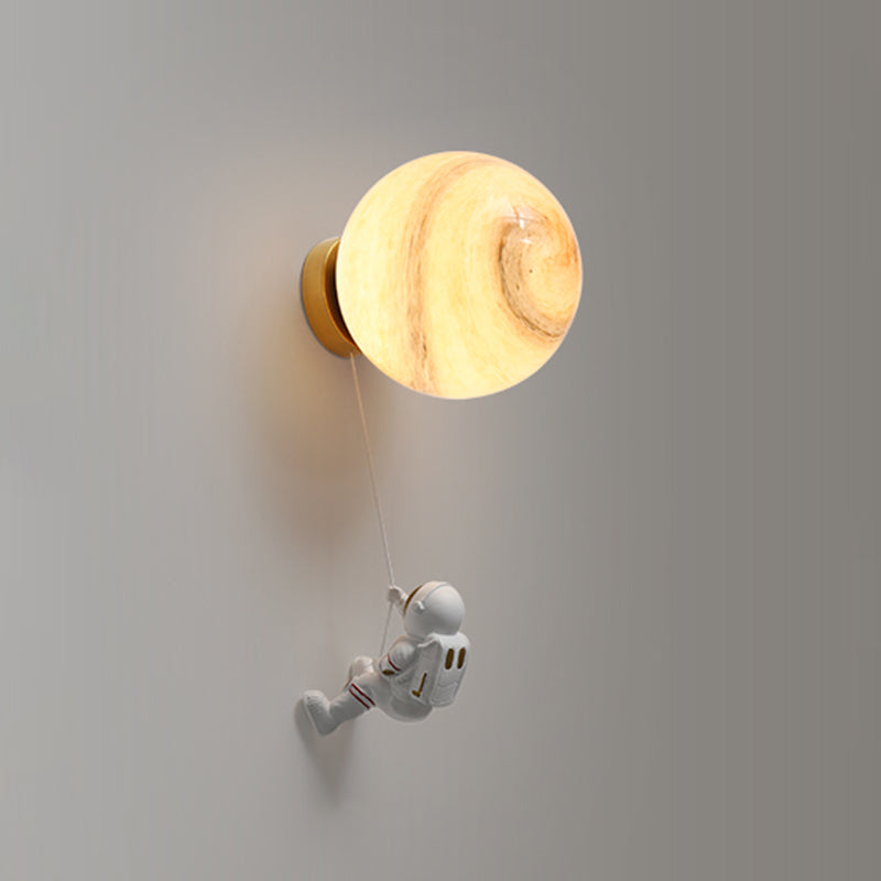 3 Color Optional Sconce Light with Orb Glass Shade Astronaut Wall Mounted Light