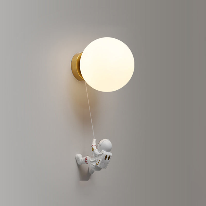 3 Color Optional Sconce Light with Orb Glass Shade Astronaut Wall Mounted Light