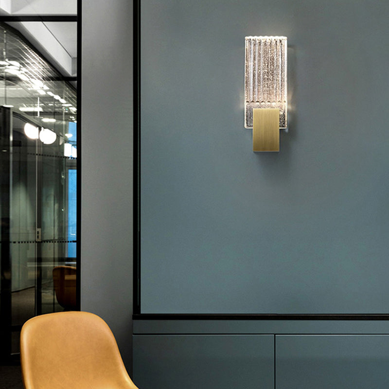 Lampada montata a parete postmoderna con chiodo cristallo rettangolare chiaro per camera da letto