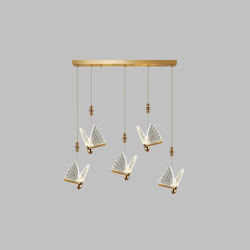 Moderner Schmetterling Anhänger Leuchte Metall LED Schlafzimmer Anhänger Deckenleuchte in klar