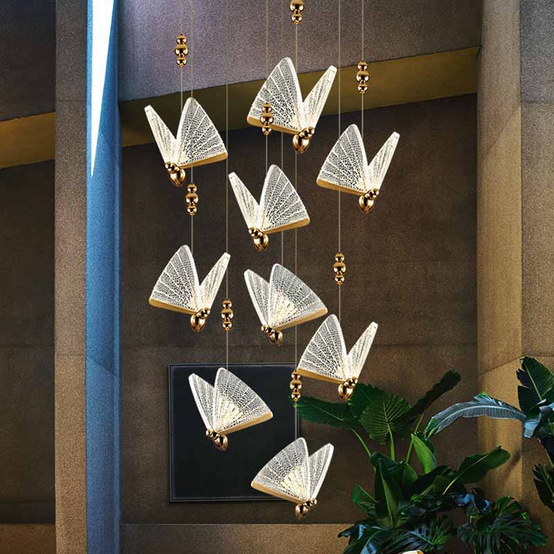 Moderner Schmetterling Anhänger Leuchte Metall LED Schlafzimmer Anhänger Deckenleuchte in klar