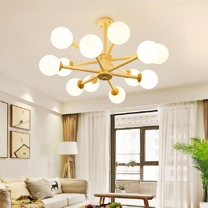 Moderner Globe Kronleuchter-Leuchten mehrköpfiger beige Kronleuchter Anhängerlampe für Restaurant
