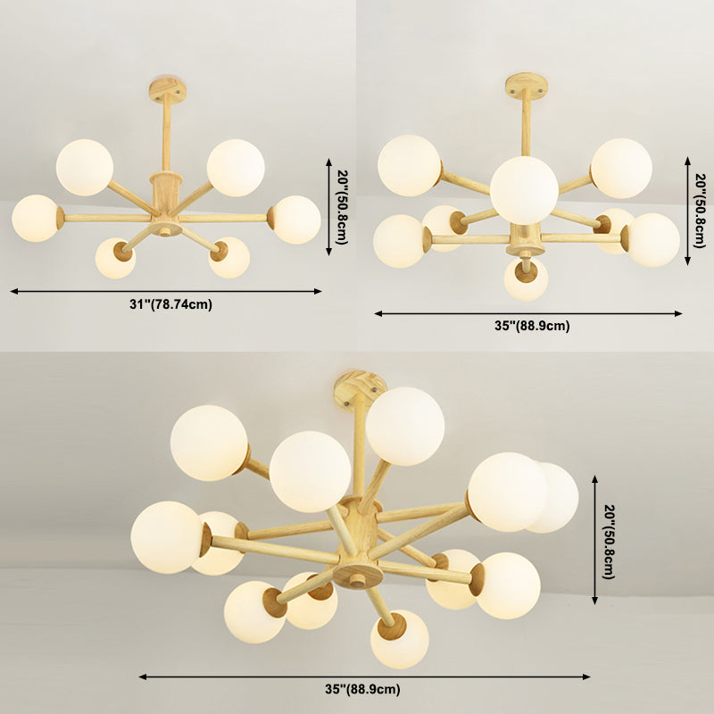 Moderner Globe Kronleuchter-Leuchten mehrköpfiger beige Kronleuchter Anhängerlampe für Restaurant