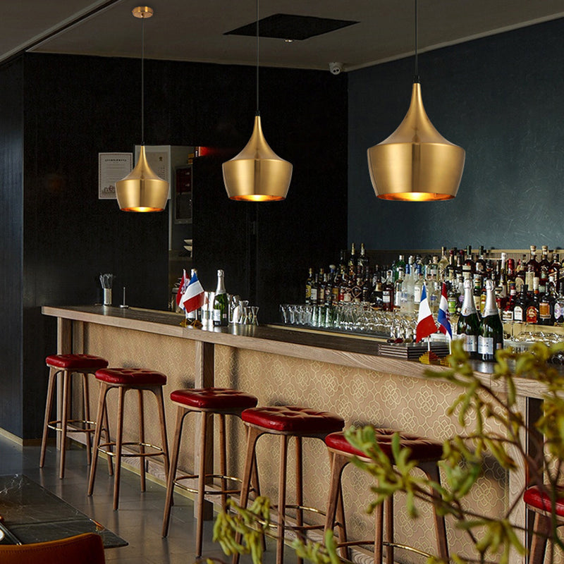 Goldene 1 Kopfdecke Anhänger Lampe postmoderne Metall Deckenleuchte für Esszimmer Schlafzimmer