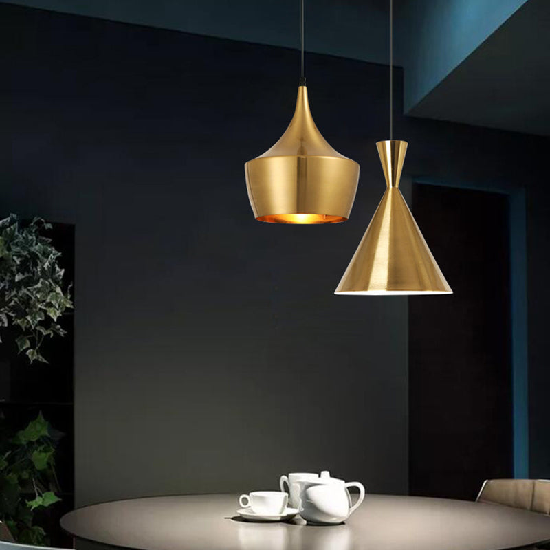 Goldene 1 Kopfdecke Anhänger Lampe postmoderne Metall Deckenleuchte für Esszimmer Schlafzimmer