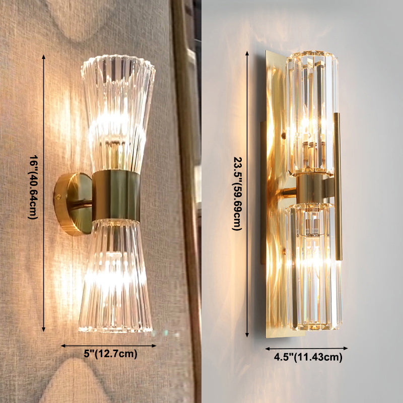 Lampada a parete postmoderna a parete 2 heele lampade con un ombra di cristallo chiaro