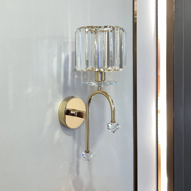 Cylinder/Cone Crystal Sconce Light Postmodern Wall Mounted Light Fixture