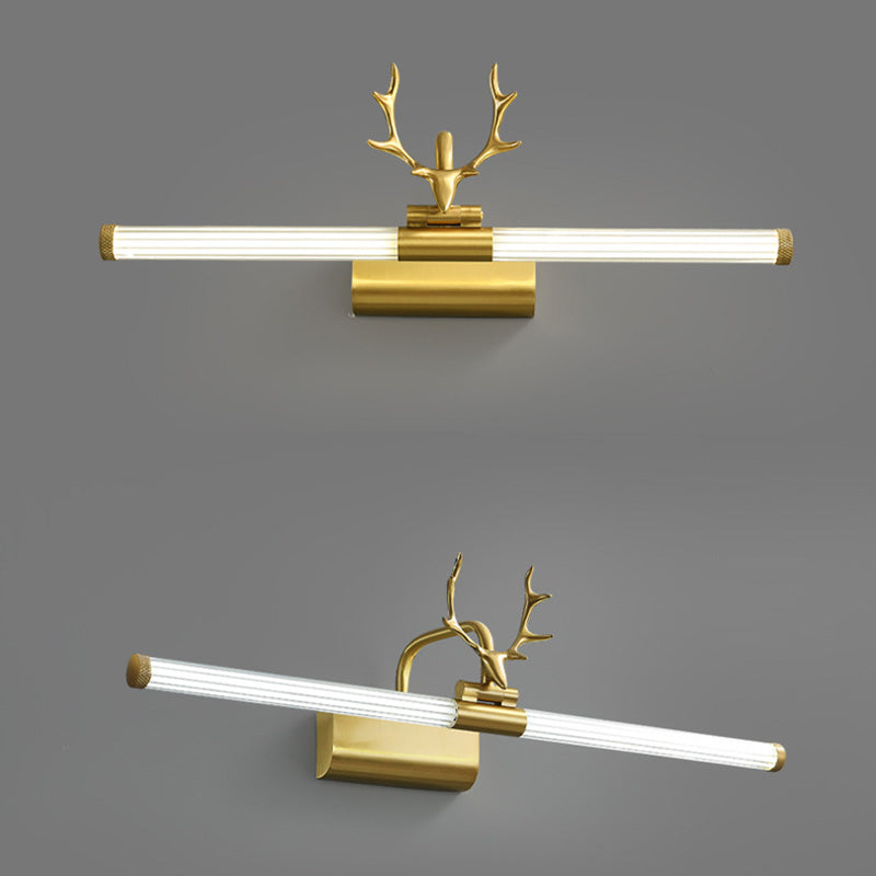 Golden Postmodern Antlers Wall Sconce One-Blub Metal Wall Mounted Lamps for Bathroom