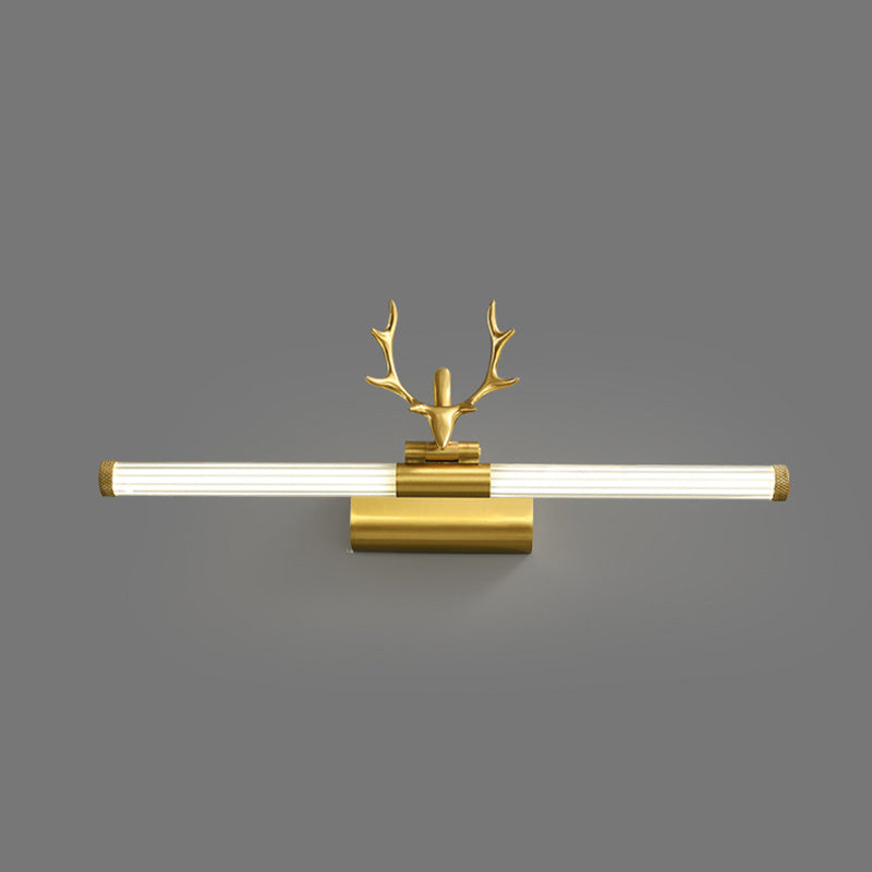Golden Postmodern Antlers Wall Sconce One-Blub Metal Wall Mounted Lamps for Bathroom