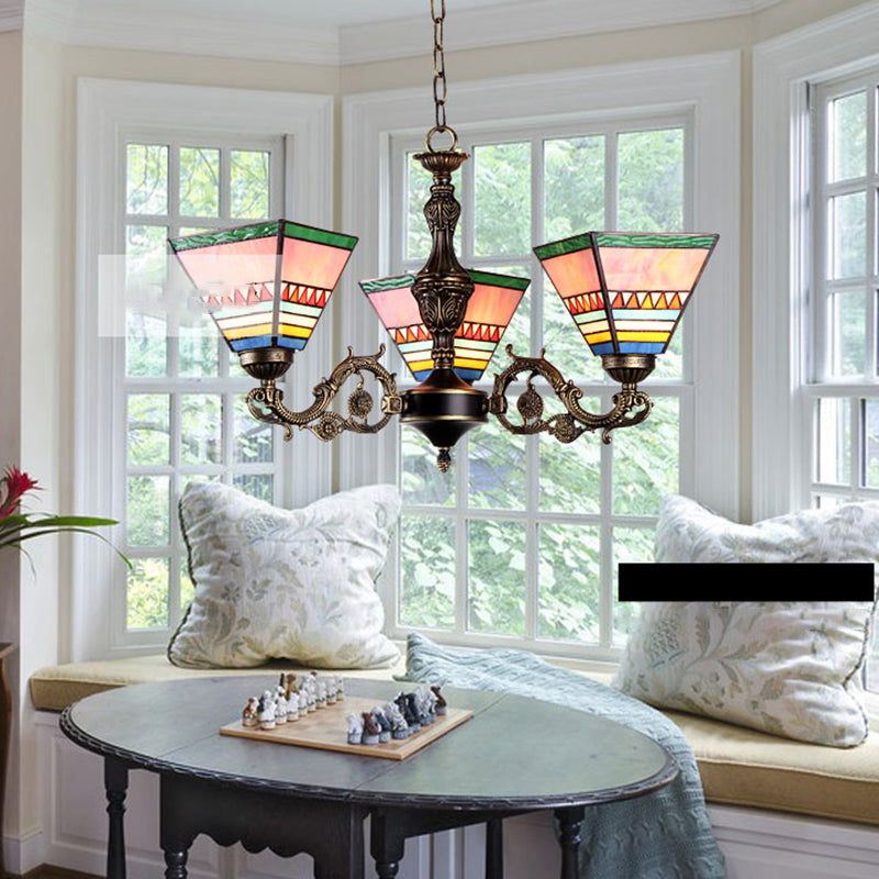 Corne Plafond Pendentif Tiffany Style Victorien Treated Tanker Taching Chandelier for Hotel