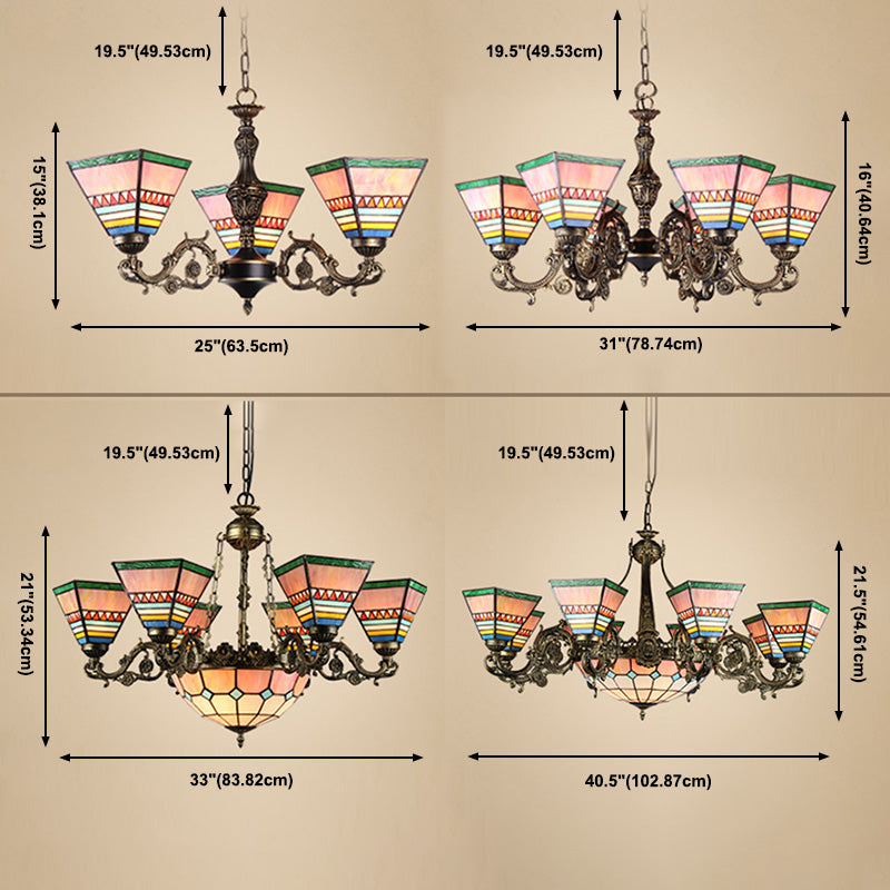 Corne Plafond Pendentif Tiffany Style Victorien Treated Tanker Taching Chandelier for Hotel