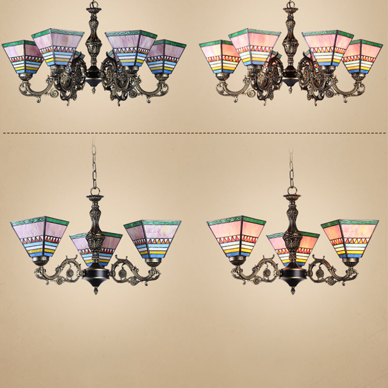 Corne Plafond Pendentif Tiffany Style Victorien Treated Tanker Taching Chandelier for Hotel