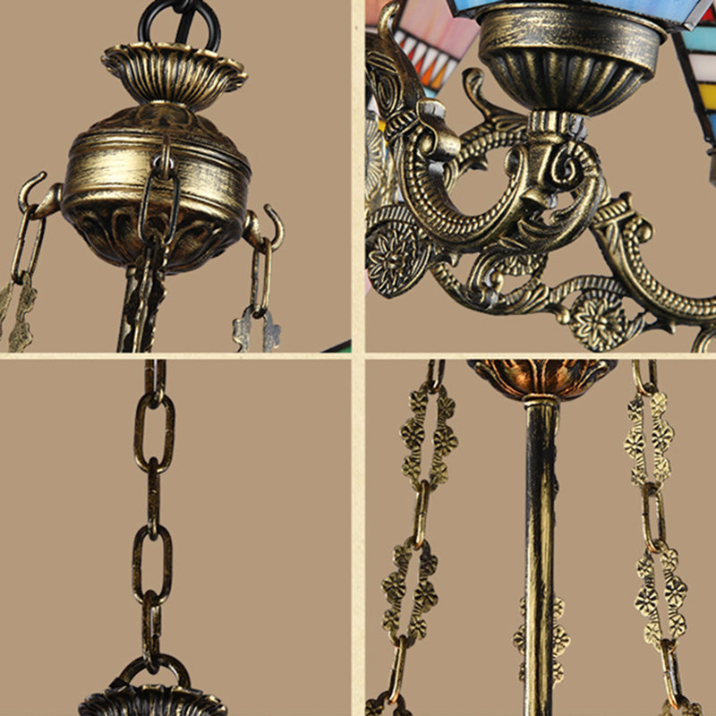 Corne Plafond Pendentif Tiffany Style Victorien Treated Tanker Taching Chandelier for Hotel
