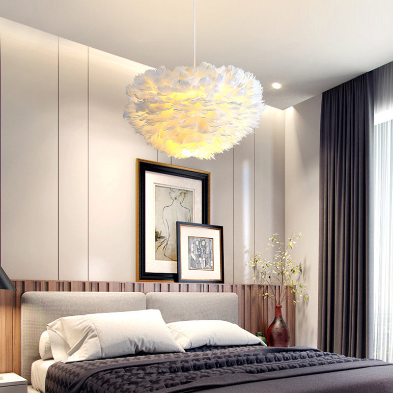 Lámpara de lámpara esférica lámpara moderna simplicidad de plumas de tono colgante para restaurante para restaurante