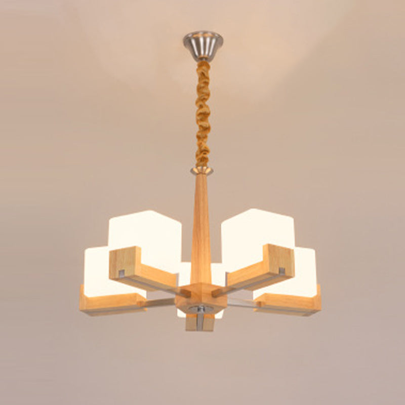 Quadratische Kronleuchterleuchte moderne weiße GlaSpendant Beleuchtung für das Restaurant