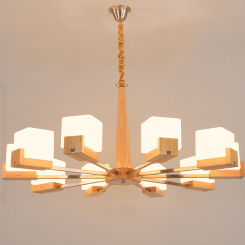 Quadratische Kronleuchterleuchte moderne weiße GlaSpendant Beleuchtung für das Restaurant