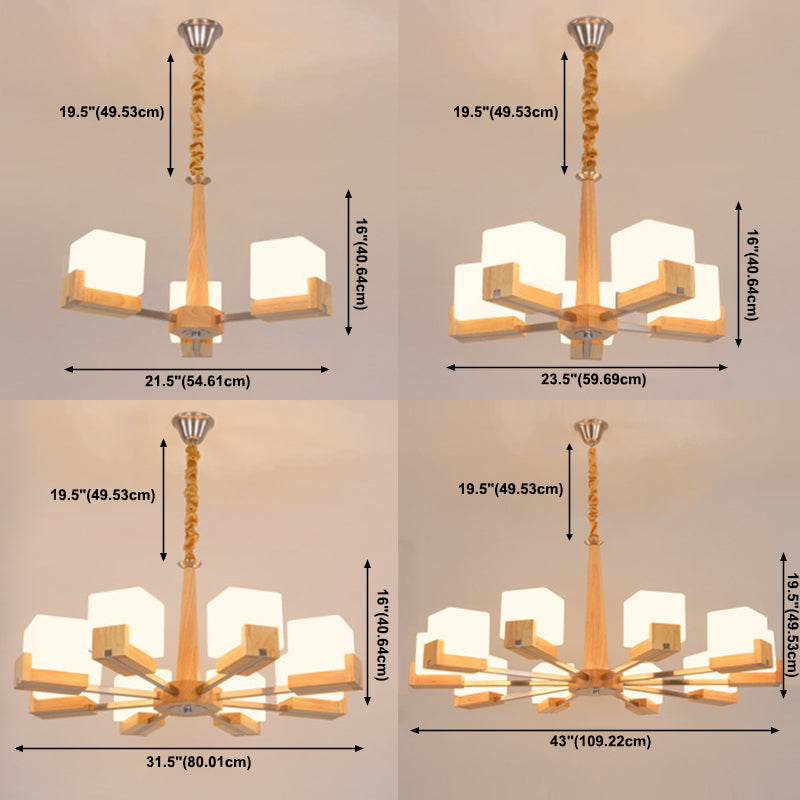 Quadratische Kronleuchterleuchte moderne weiße GlaSpendant Beleuchtung für das Restaurant