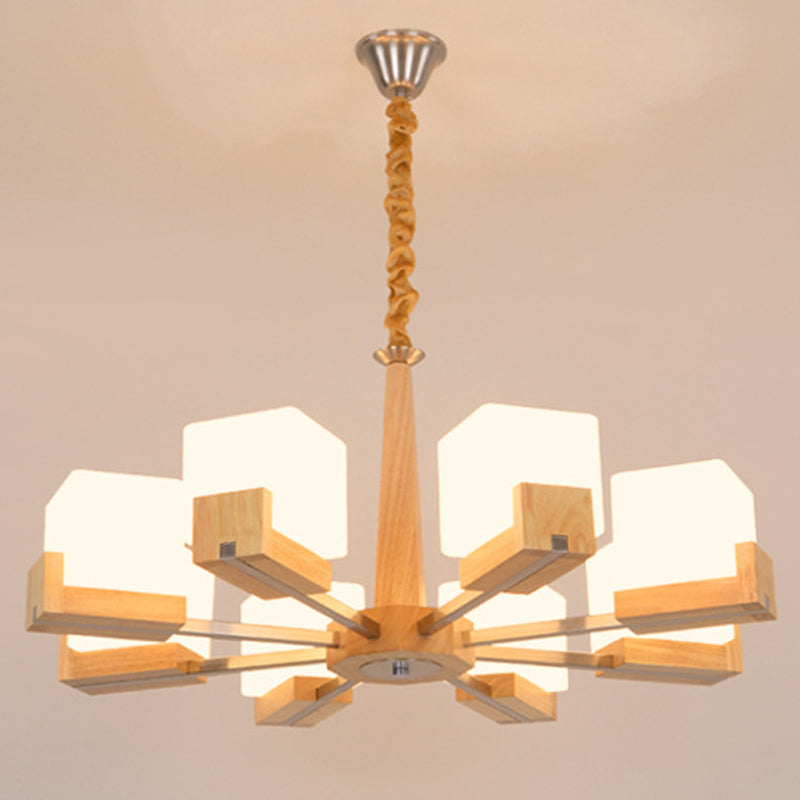 Quadratische Kronleuchterleuchte moderne weiße GlaSpendant Beleuchtung für das Restaurant