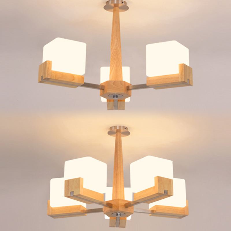 Quadratische Kronleuchterleuchte moderne weiße GlaSpendant Beleuchtung für das Restaurant