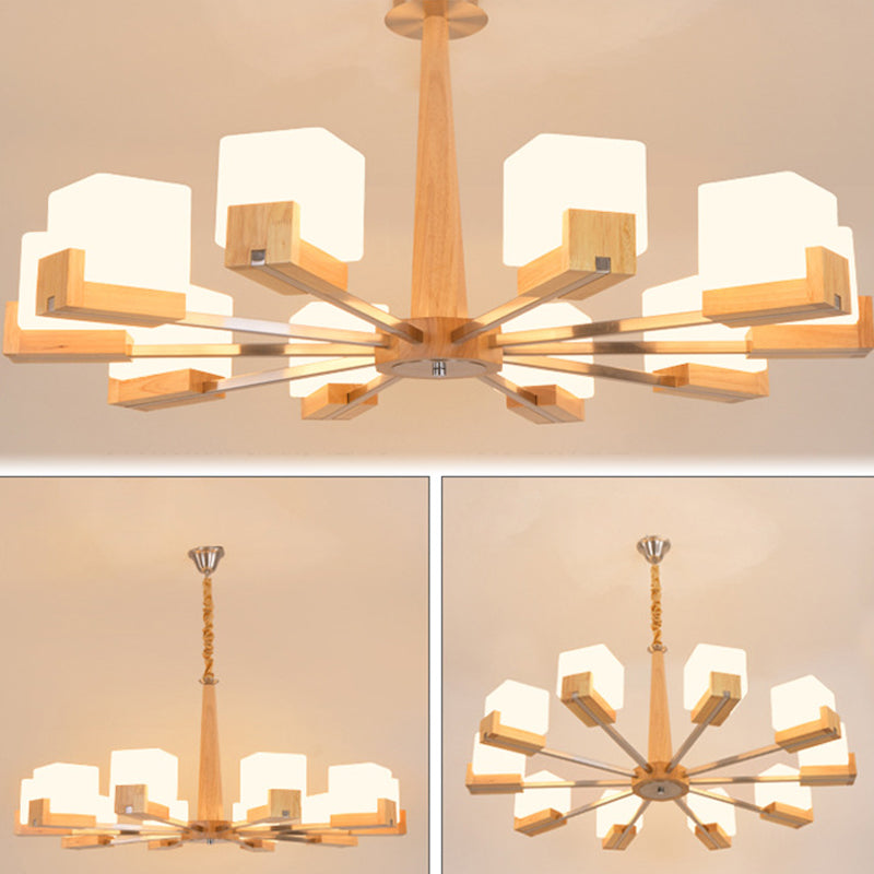 Quadratische Kronleuchterleuchte moderne weiße GlaSpendant Beleuchtung für das Restaurant