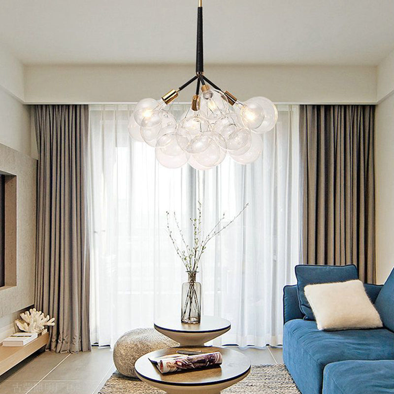 Globe Chandelier Light Fixture Modern Clear Glass Pendant Lighting for Restaurant