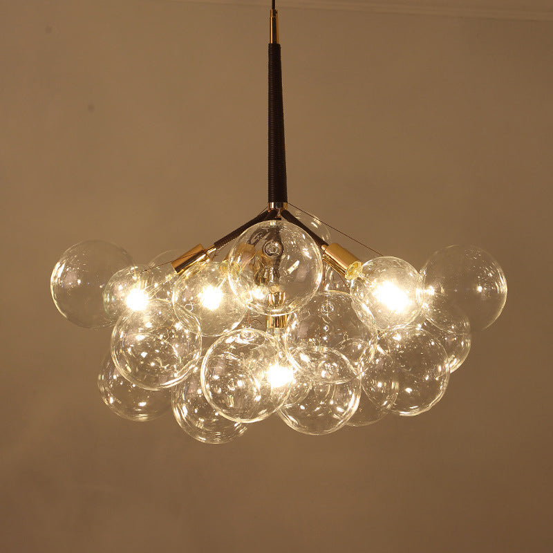 Globe Chandelier Light Fixture Modern Clear Glass Pendant Lighting for Restaurant
