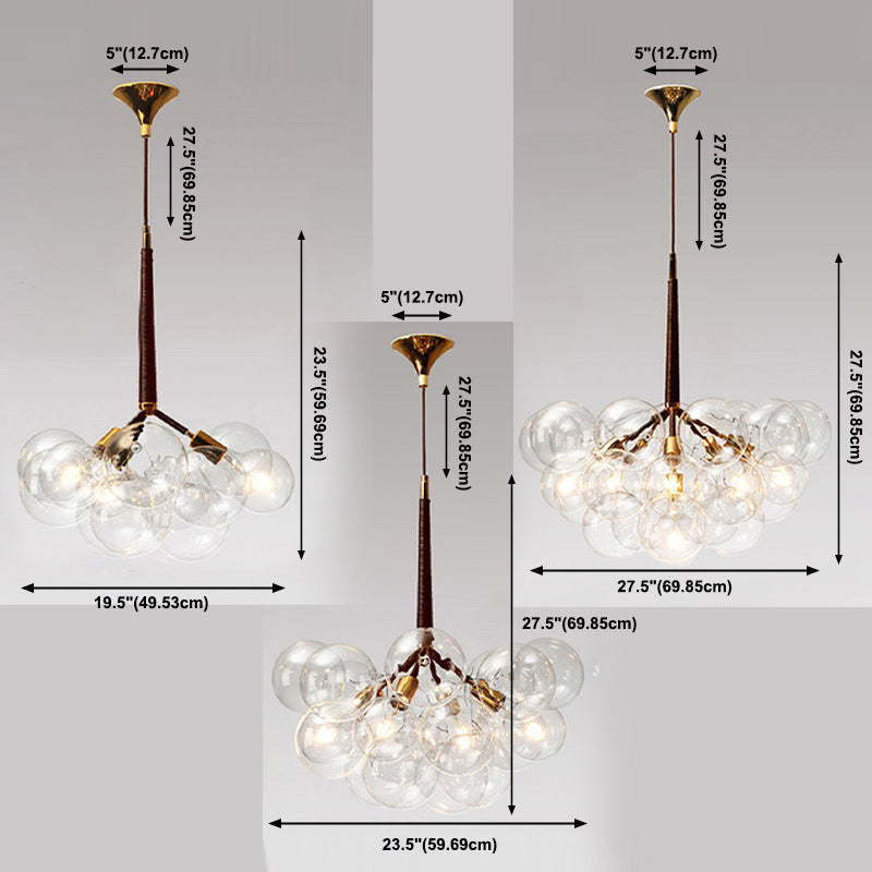 Globe Chandelier Light Fixture Modern Clear Glass Pendant Lighting for Restaurant