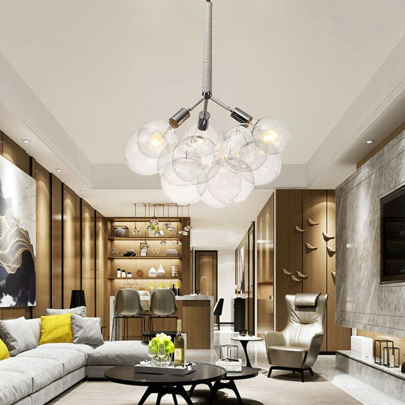Globe Chandelier Light Fixture Modern Clear Glass Pendant Lighting for Restaurant