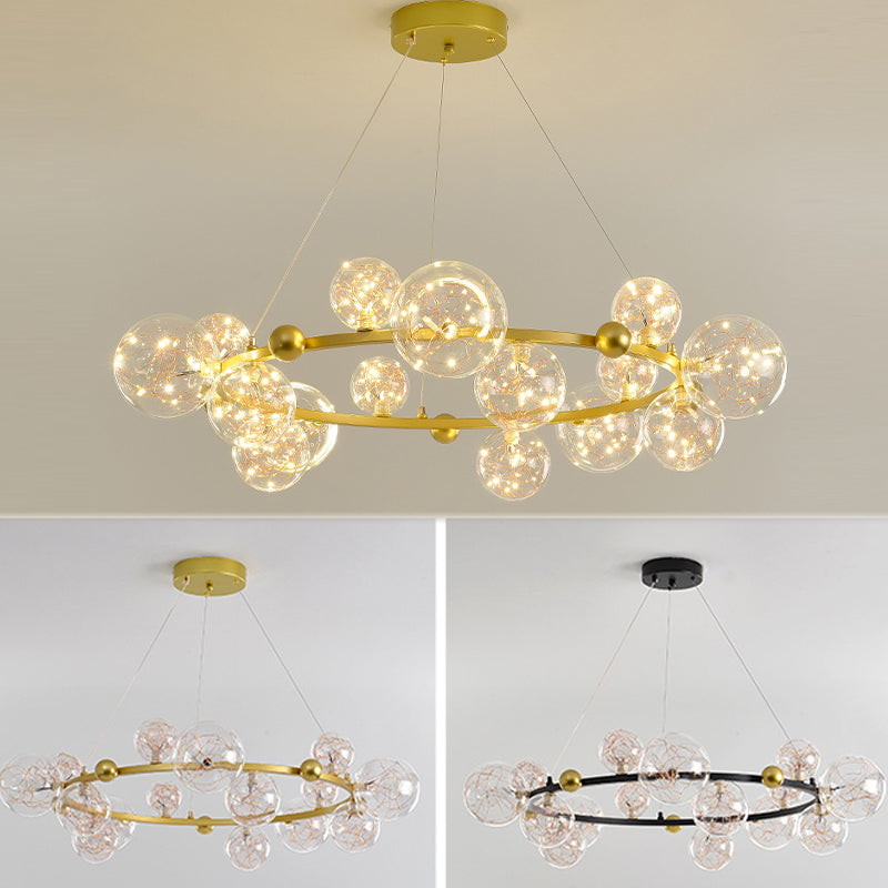 Globe Chandelier Light Fixture Modern Glass Pendant Lighting for Restaurant