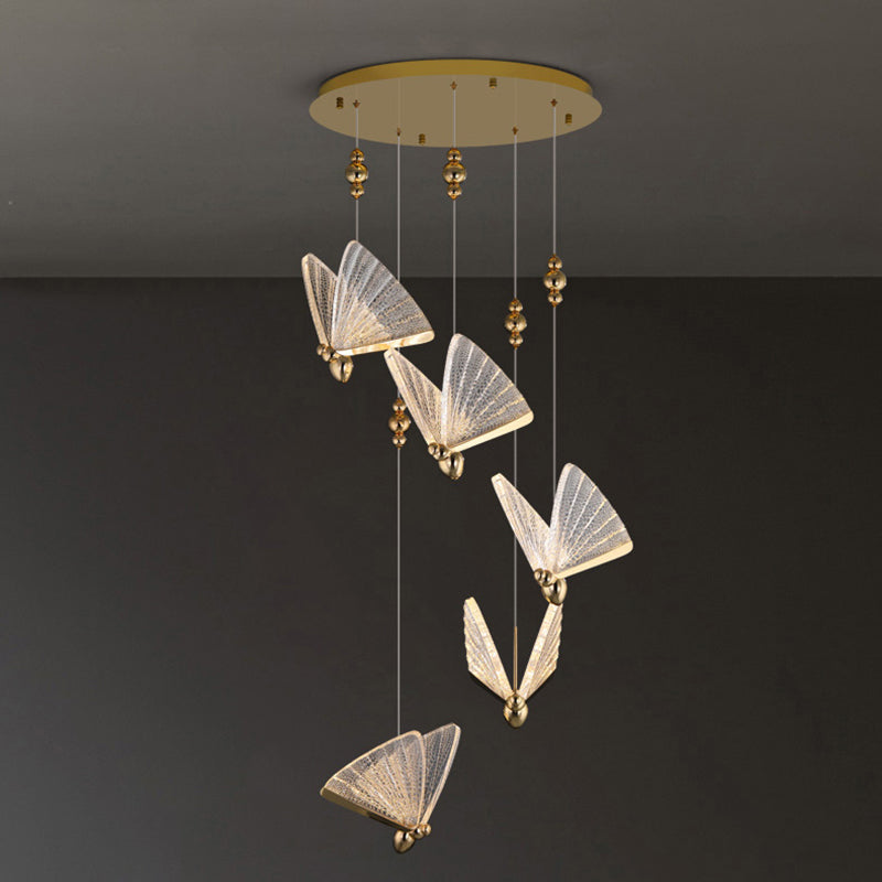 EinfachheitslED hängende hängende helle goldene Schmetterlingslampen -Lampe mit Acrylschatten