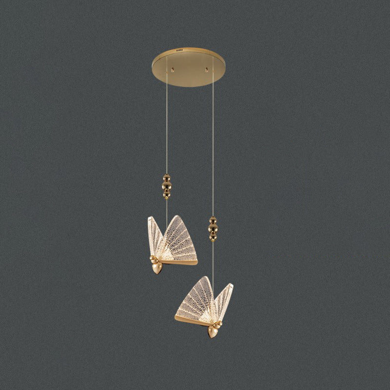 LED -Schlafzimmer Hanging Light Kit Nordic Clear Anhänger Lichtkit mit Schmetterling Acrylschatten