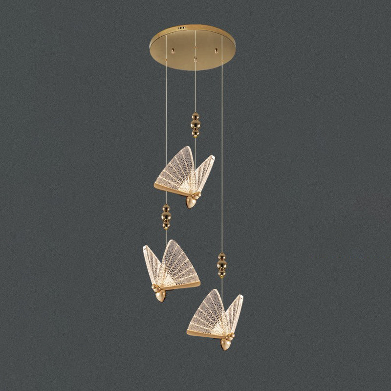 LED -Schlafzimmer Hanging Light Kit Nordic Clear Anhänger Lichtkit mit Schmetterling Acrylschatten