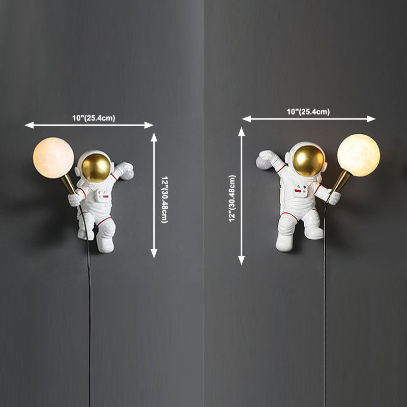 Astronaut Wandleuchten Beleuchtung Kinder Harz 1 Licht Schlafzimmer Wandleuchte mit Ballschatten