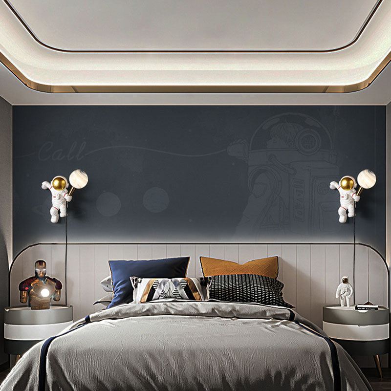 Astronaut Wandleuchten Beleuchtung Kinder Harz 1 Licht Schlafzimmer Wandleuchte mit Ballschatten