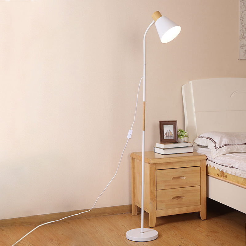 Macaron Conical Reading Floor Lamp Metallic 1-Light Living Room Floor Light