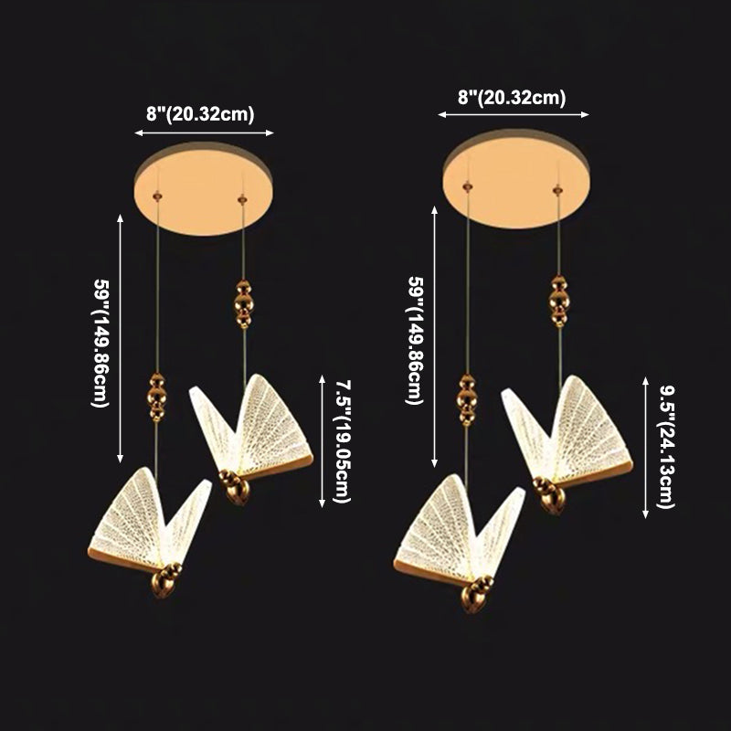 Metal Butterfly Ceiling Pendant Light Modern Style LED Pendant Light Kit for Bedroom