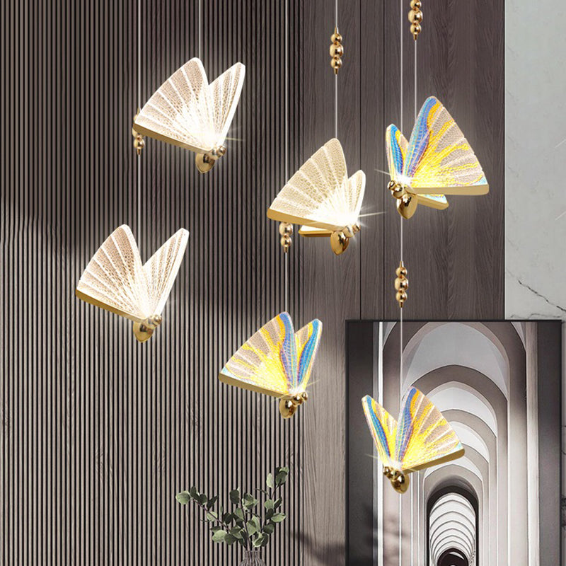 Metal Butterfly Ceiling Pendant Light Modern Style LED Pendant Light Kit for Bedroom