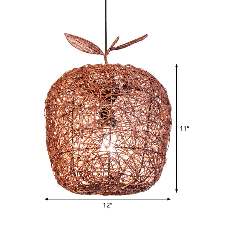Lámpara colgante de manzana marrón chino 1 cabezal de techo de techo de techo para comedor para comedor