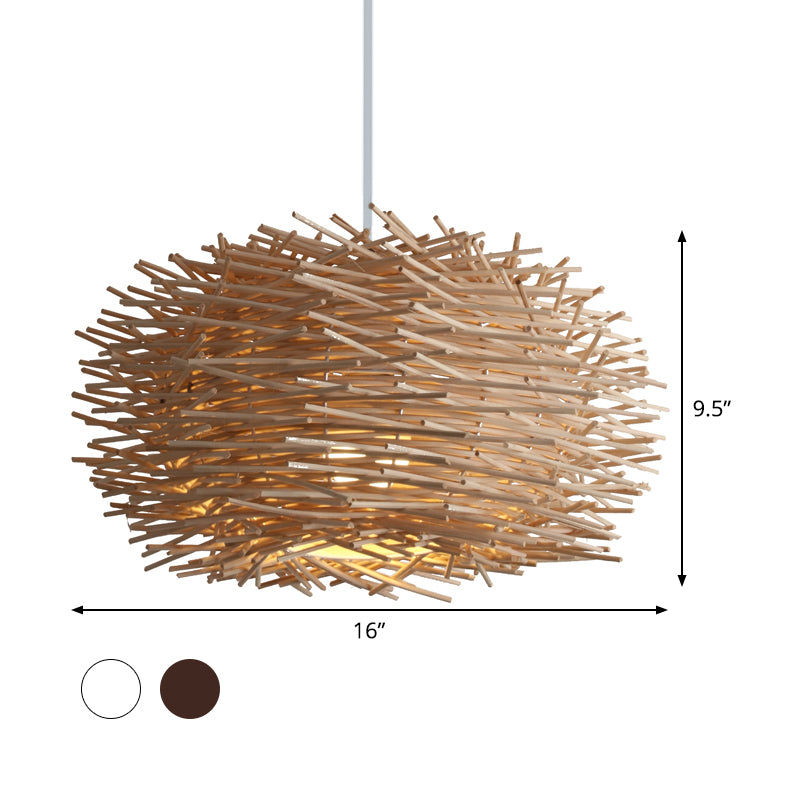 Chinesische 1 Glühbirnen Deckenlampe Weiße Global Hanging Anhänger Licht mit Rattan -Schatten