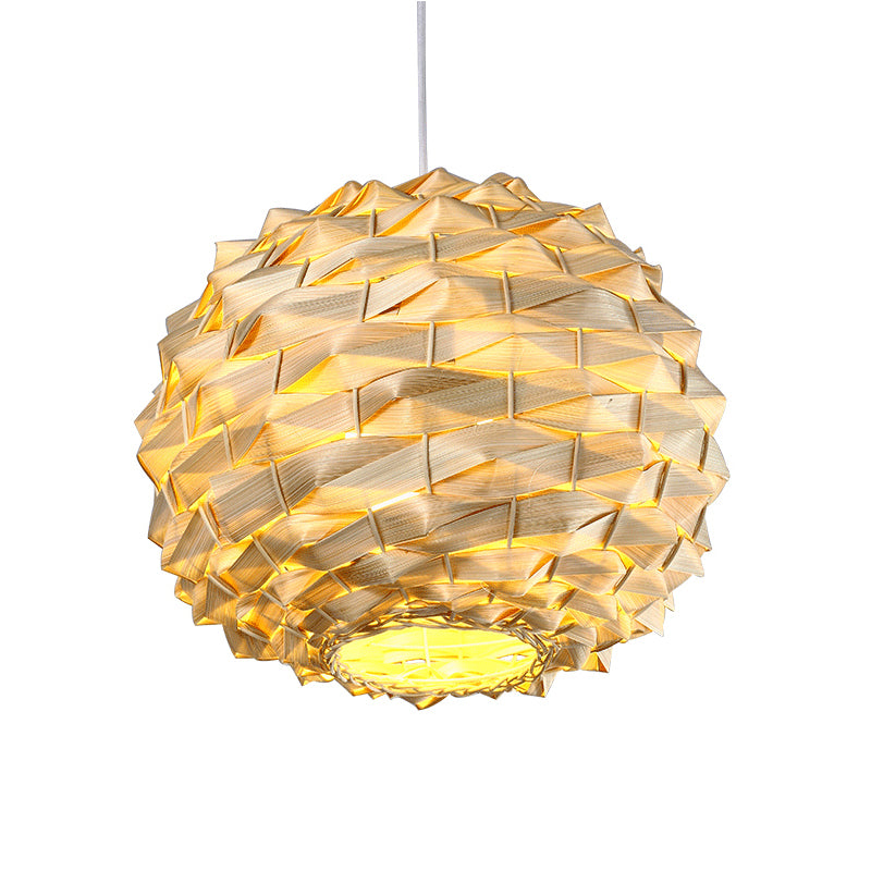 Runde Deckenlampe Chinesische Bambus 11 "/15" breit 1 Glühbirne Beige Hängnisbeleuchtung