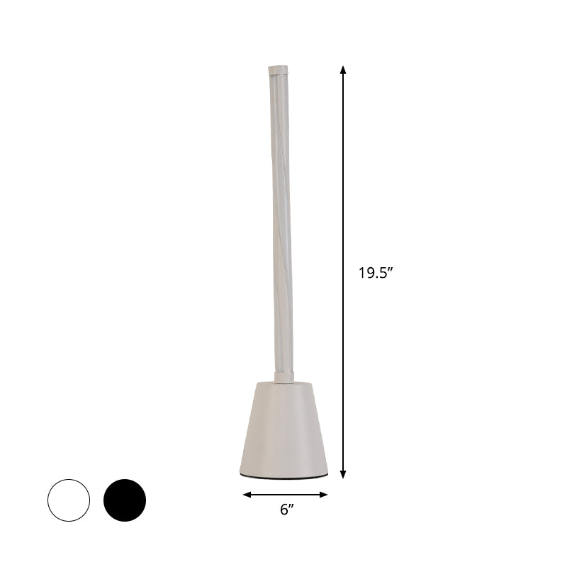 Minimalistische LED-taakverlichting Wit/zwarte buisvormige nachtkastjelamp met acrylkap, wit/warm licht