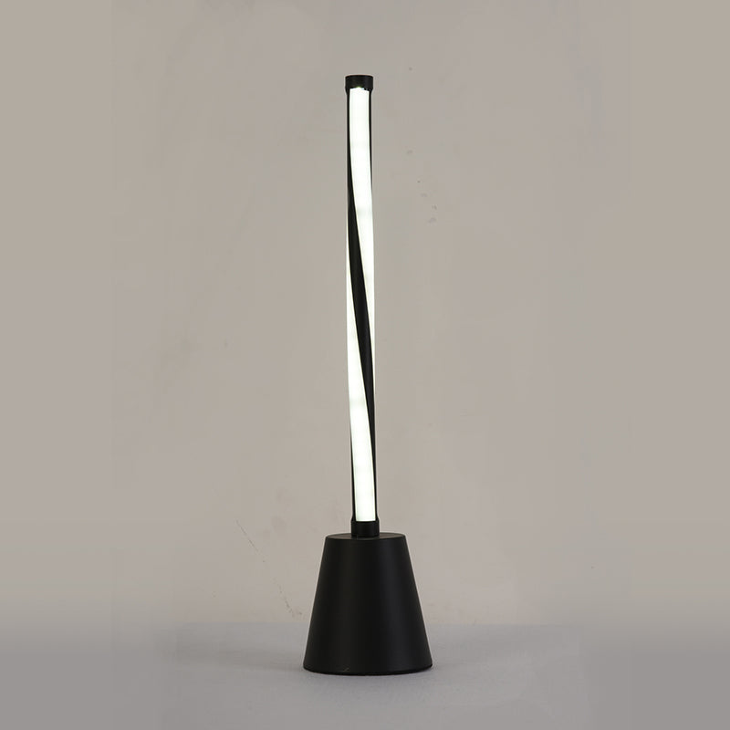 Minimalistische LED-taakverlichting Wit/zwarte buisvormige nachtkastjelamp met acrylkap, wit/warm licht