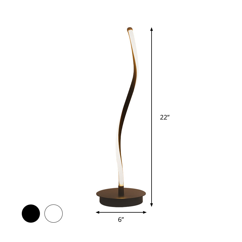 LED Curved Task Light Modernism Acrylic Night Table Lamp in White/Black for Living Room