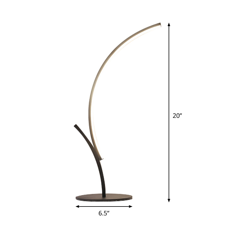 Contemporary Curvy Reading Book Light Acrylic LED Night Table Lamp in Black for Bedside
