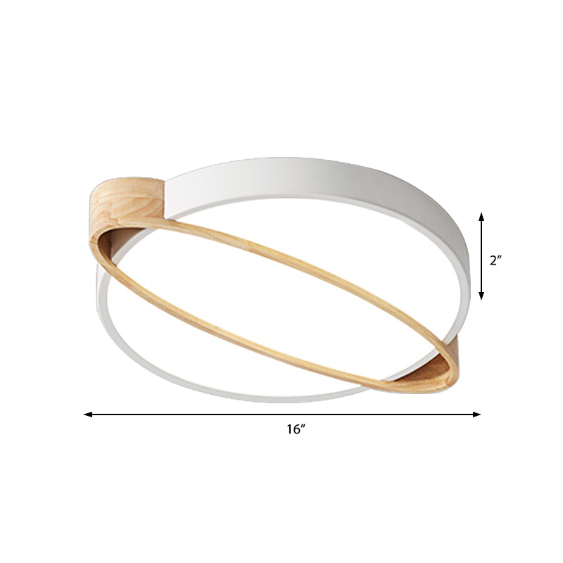 Orbit Design plafonnier nordique acrylique chambre à coucher LED Fluorescent blanc / vert / gris avec insert en bois ovale 16 "/ 19.5" / 23.5 "W