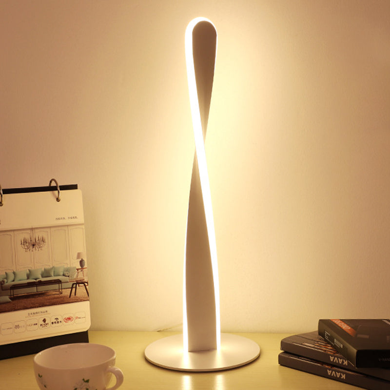 White Spiral Reading Book Light Modernist LED Acrylic Small Desk Lamp for Bedroom
